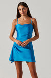 Cerinthe Satin Mini Dress - Blue