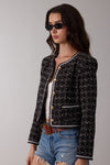 Tweed Plaid Jacket- Black