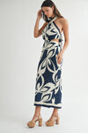 Halter Neck Midi Dress- Navy