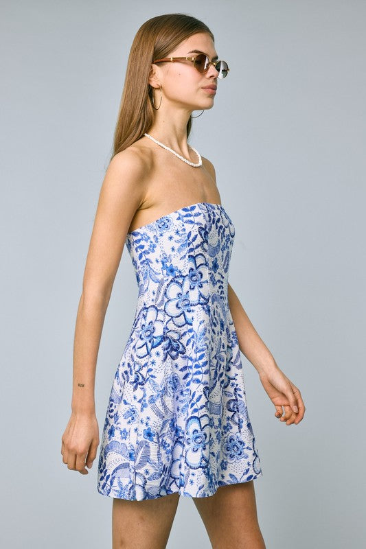 You Do Blue Dress- Blue Petal Print