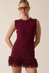 Fringe Mini Dress- Cherry Lacquer