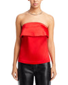 Strapless Satin Top- Red