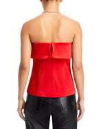 Strapless Satin Top- Red