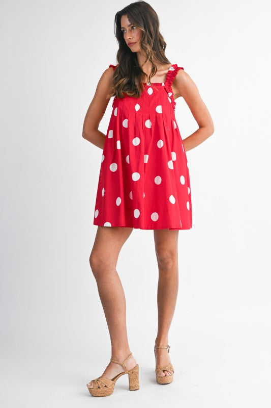 Polka Dot It Dress- Red