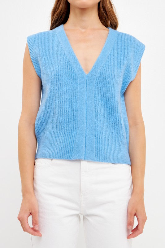Knit Sweater Vest- Oxford Blue