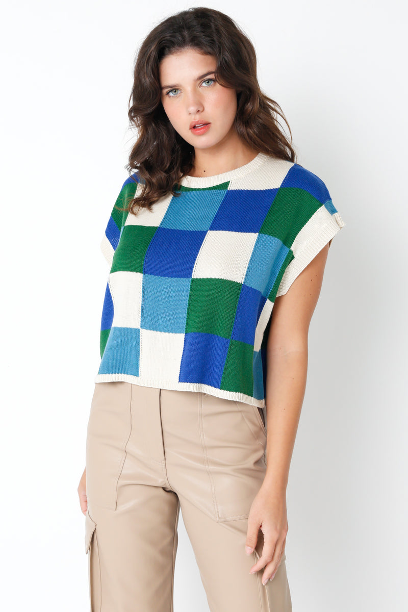 Jaxine Colorblock Sweater - Cream Green