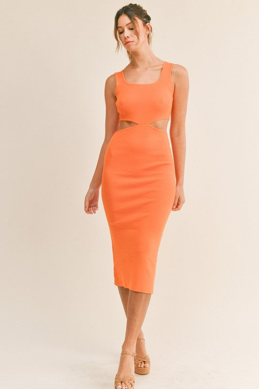 Keep Palm Midi Dress- Orange