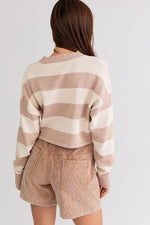 Stripe Sweater- Taupe Ivory