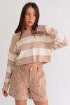 Stripe Sweater- Taupe Ivory