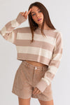 Stripe Sweater- Taupe Ivory