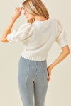 Pointelle Cropped Sweater - Ivory