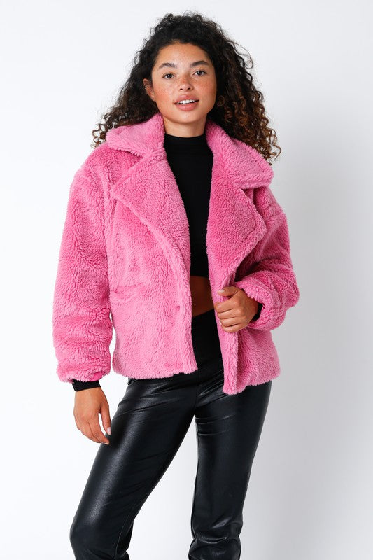 Uptown Fur Jacket- Pink