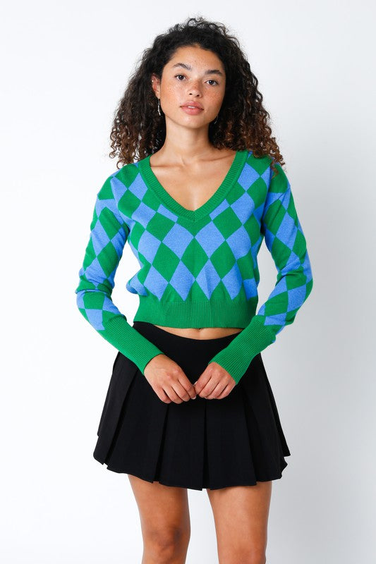 Funky Fun Sweater- Green/Blue