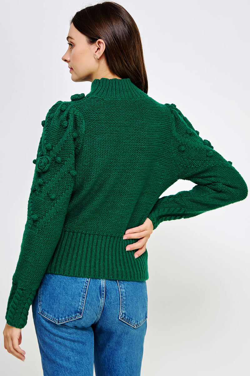 Poms and Roses Sweater - Emerald