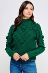 Poms and Roses Sweater - Emerald