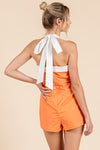 Under The Lights Romper- Orange/White