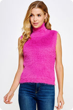 Foxy Fur Sweater Top - Fuchsia