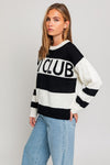 Ski Club Sweater- White Black