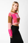 Cindy Crop Sweater - Brown Pink