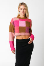 Cindy Crop Sweater - Brown Pink