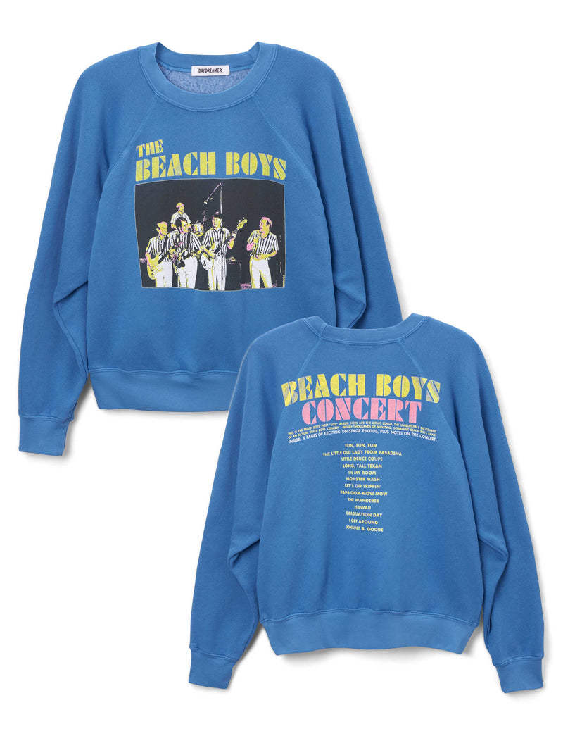 The Beach Boys Concert Raglan Crew - Washed Cobalt