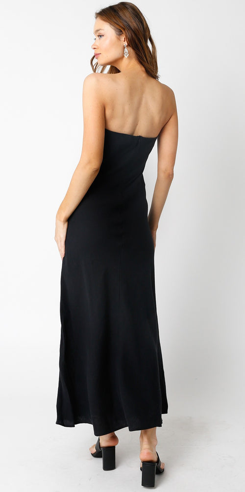Lady In Black Linen Dress