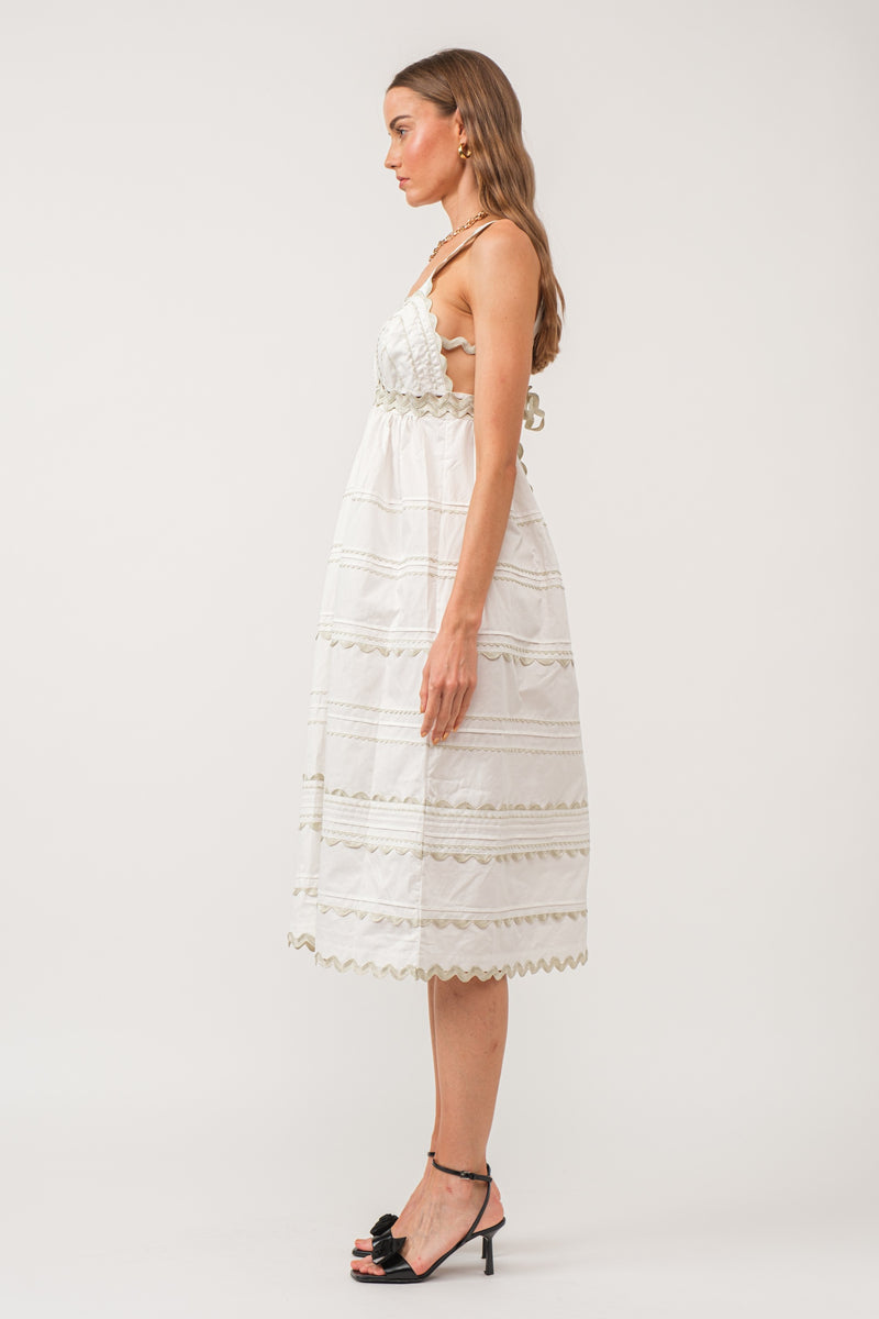 Jeanie Midi Dress - Off White
