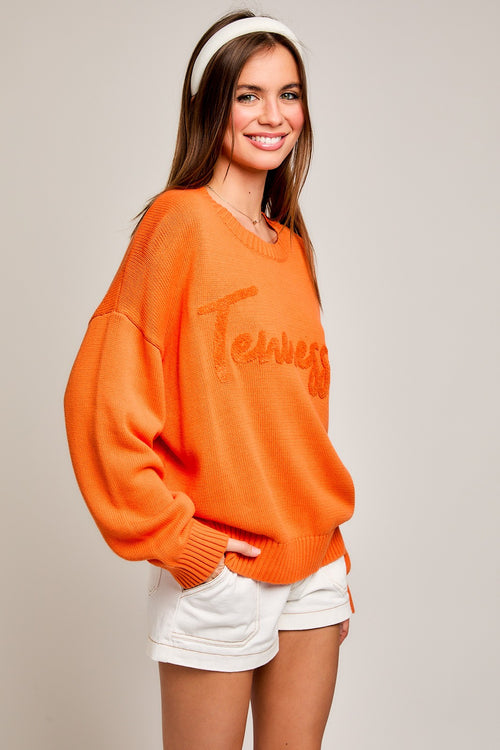 TN Plain Embroidered Sweater - Orange