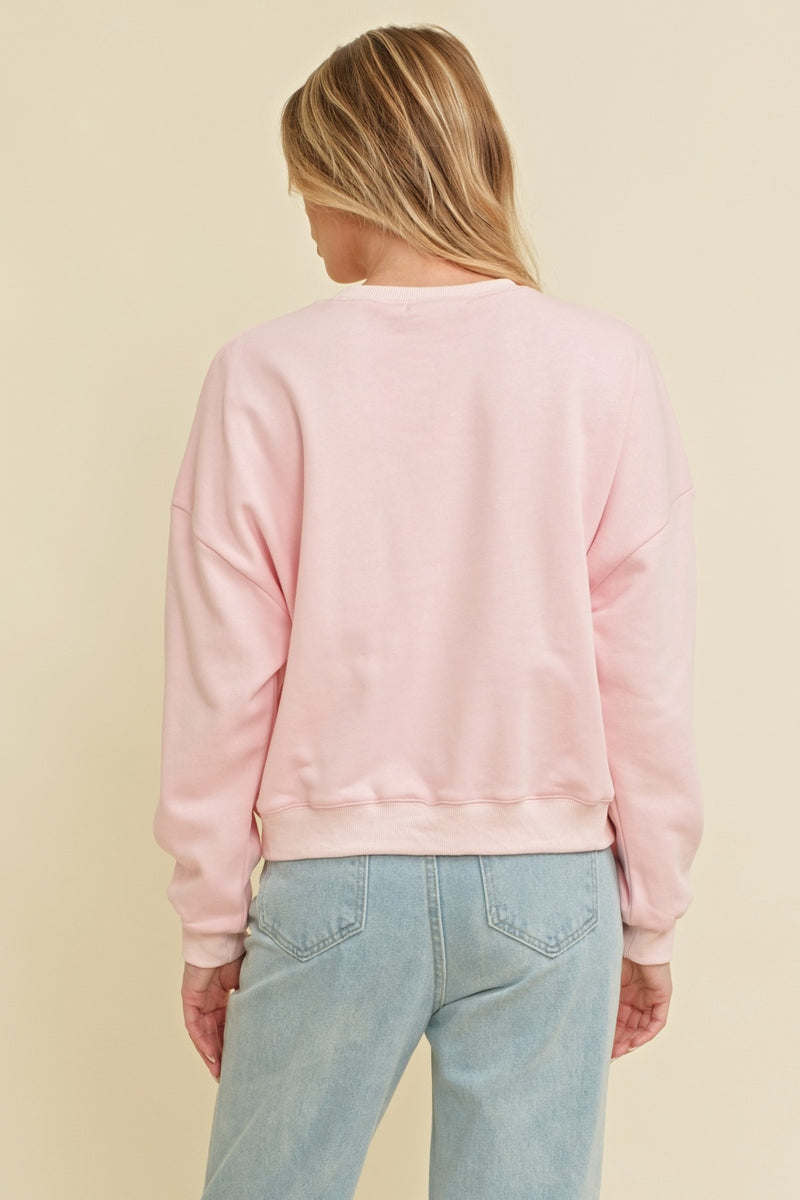 Bow Sweatshirt- Light Pink