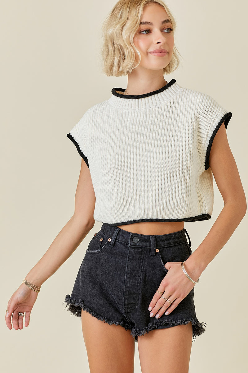 Ready To Go Sweater- White/Black