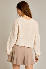 Ribbon Sweater- Cream Dusty Blue