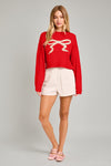 Ribbon Sweater- Red Ivory