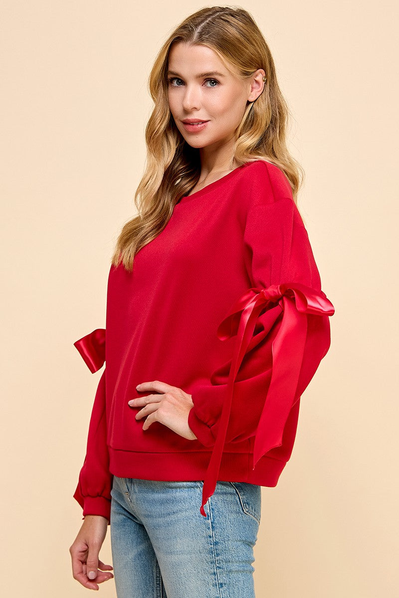 Bow Sweatshirt- Red