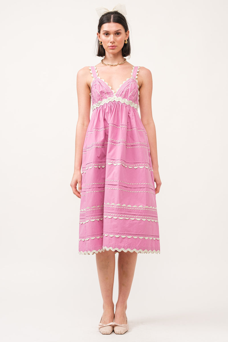 Jeanie Midi Dress- Pink