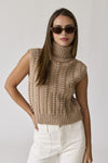 Taupe-less beach Top- taupe