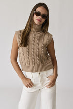 Taupe-less beach Top- taupe