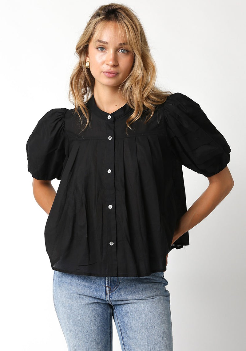 Cute As A Button Top- Black