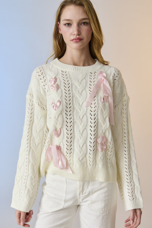 So Into You Sweater- Cream-Pink