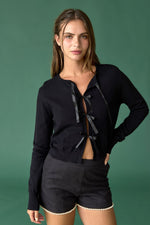 Bow Cardigan- Black