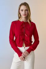 Bow Cardigan- Red