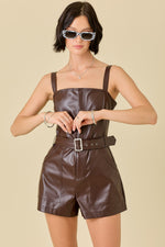 Just A Thought Romper- Dark Brown