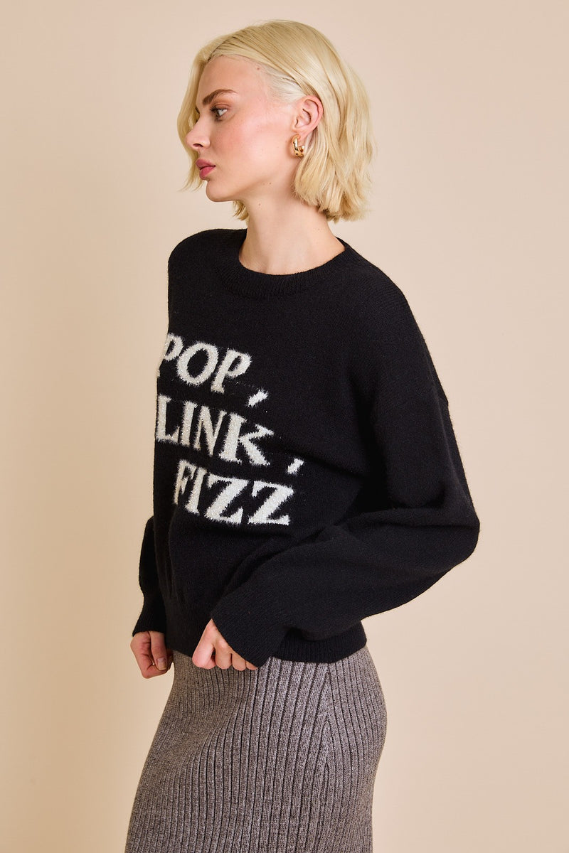 Pop, Clink, Fizz Sweater- Black