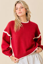 On My Way Sweater- Red/Ivory