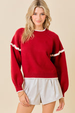 On My Way Sweater- Red/Ivory