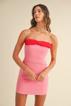 Bows On Bows Dress- Pink Combo