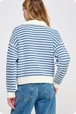 Blue On My Mind Sweater- White Blue