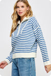 Blue On My Mind Sweater- White Blue