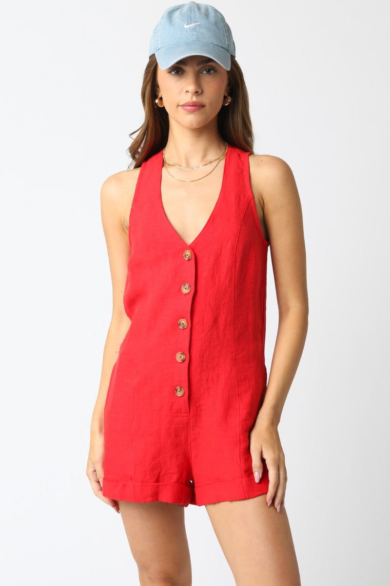Summer Heat Romper- Red