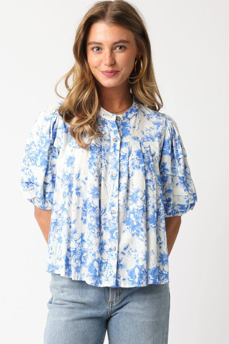 Morning Squeeze Top- White Blue