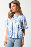 Morning Squeeze Top- White Blue